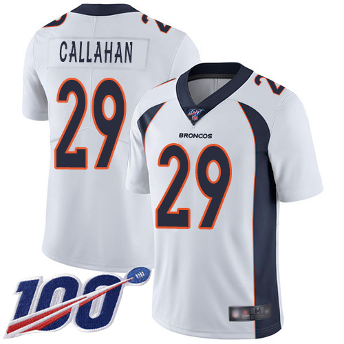 Men Denver Broncos 29 Bryce Callahan White Vapor Untouchable Limited Player 100th Season Football NFL Jersey